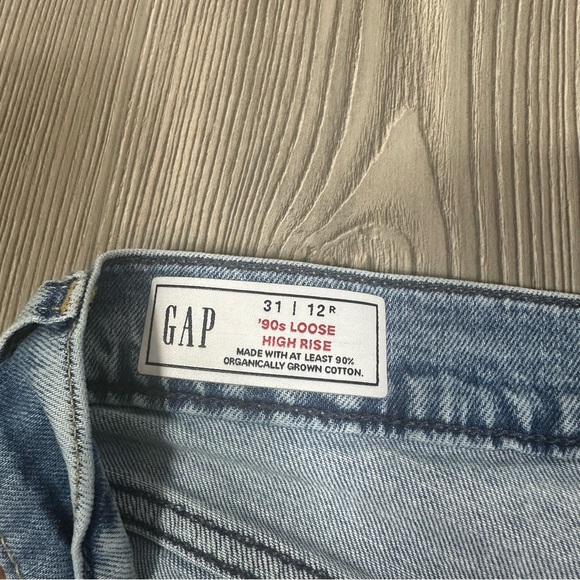 Gap 90s Loose Fit‎ High Rise Jeans Distressed Light Wash 31 - Picture 3 of 6